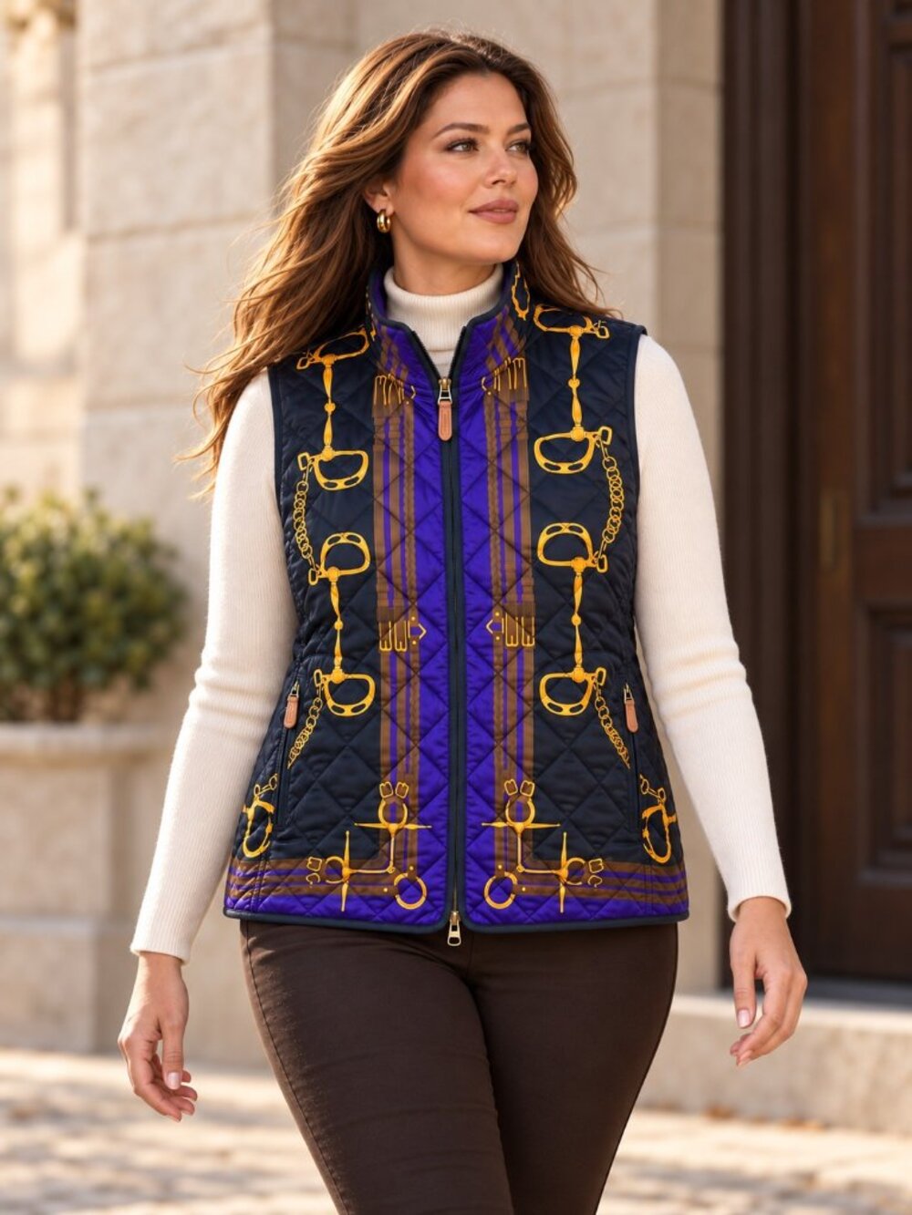 Lauren Ralph Lauren Reversible Equestrian Quilted Vest Purple Black Women’s 1X